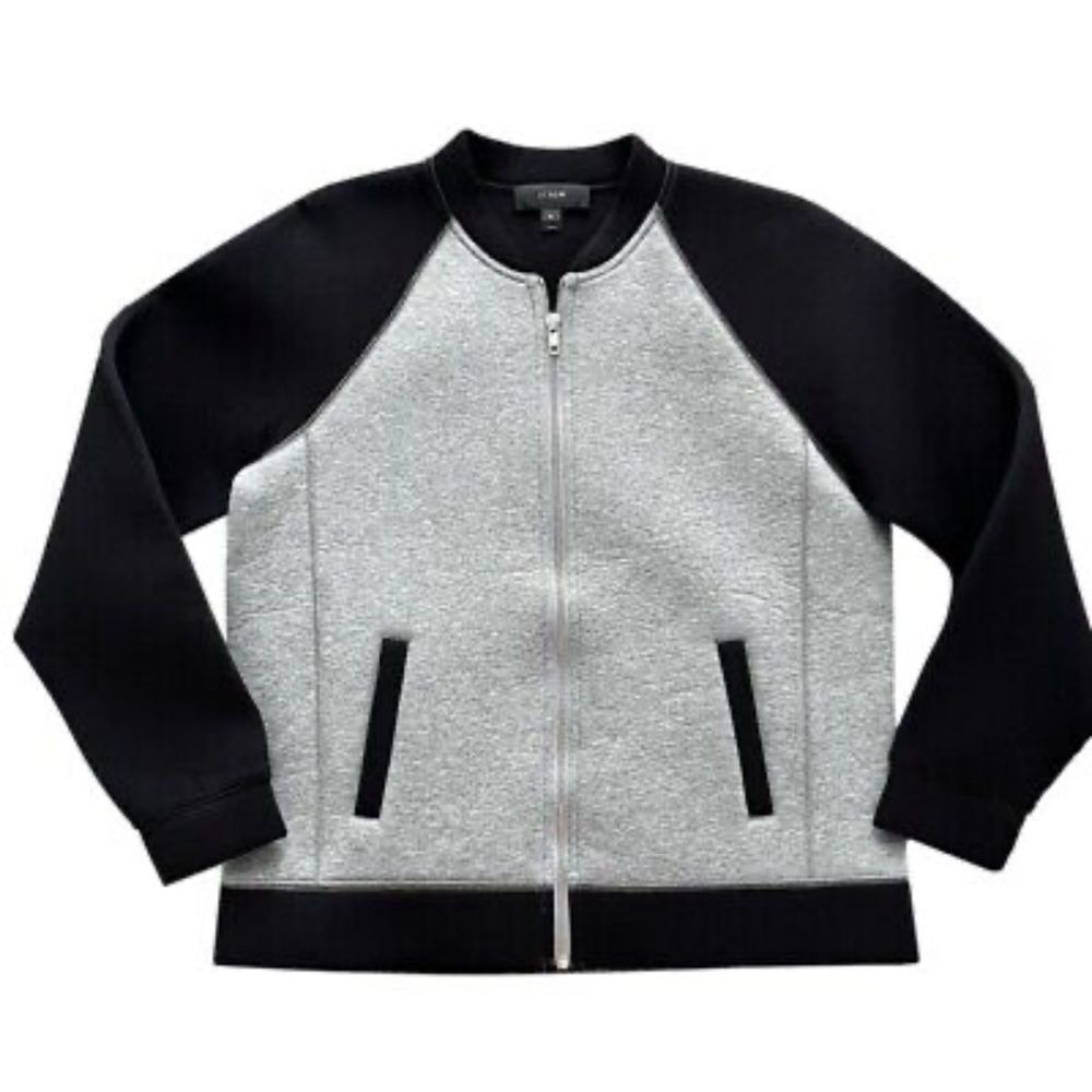 J.Crew Colorblock Scuba Bomber Jacket Grey Black Full Zip Size 4 A1794 (1367)